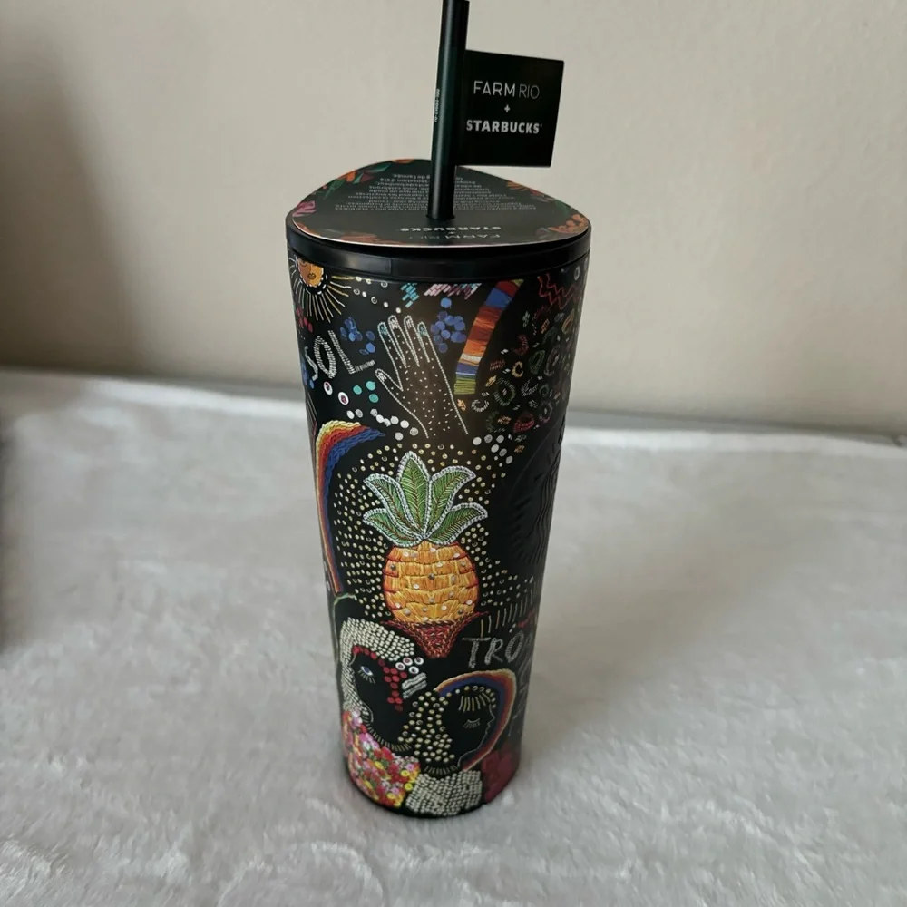 Starbucks x Farm RIO Venti Borogodo Stainless Water Bottle with Straw NWT